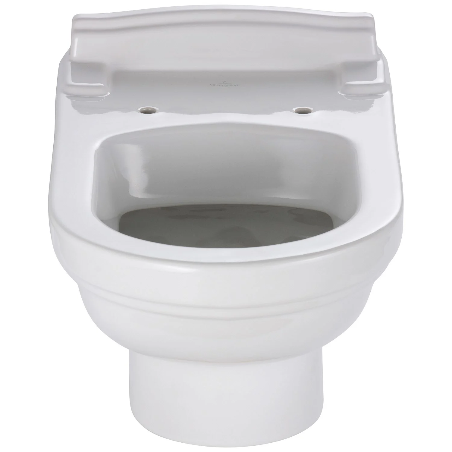 Widok z przodu białej toalety ściennej, Villeroy & Boch