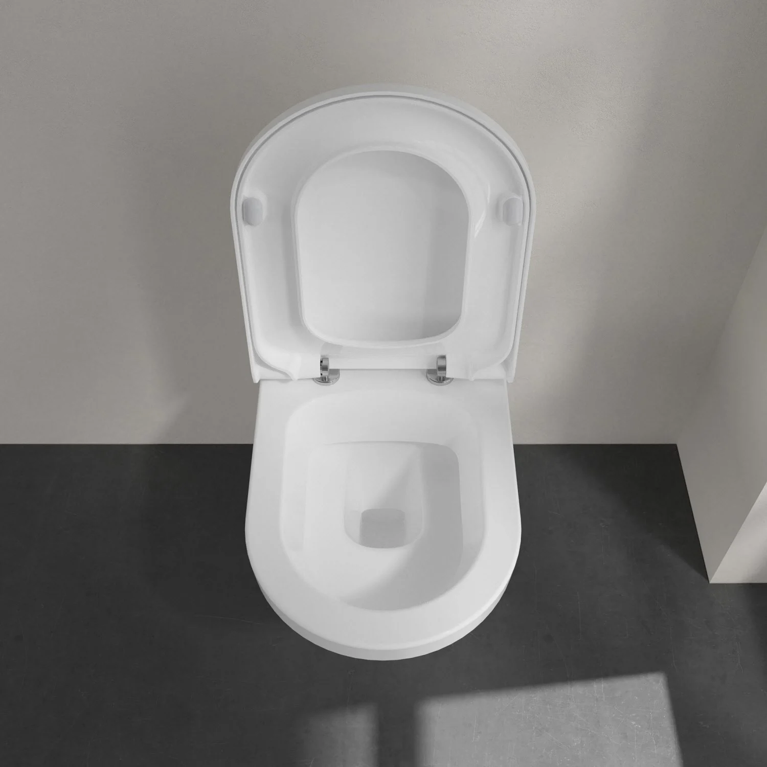 Zbliżenie białej deski sedesowej z góry, Villeroy & Boch
