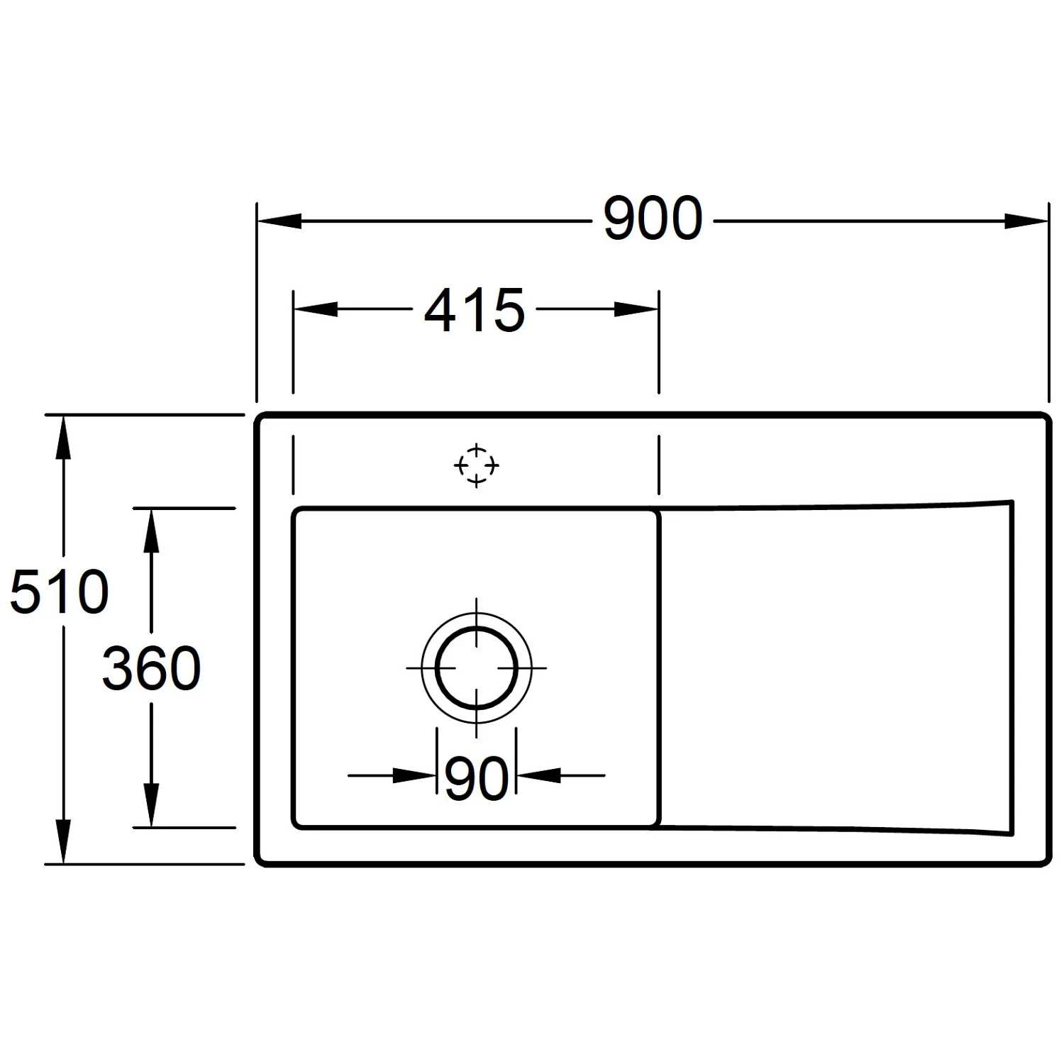 Villeroy & Boch Subway Style 50 Einbauspüle, Ablaufgarnitur mit Excenterbetätigung, Becken links Bild 4