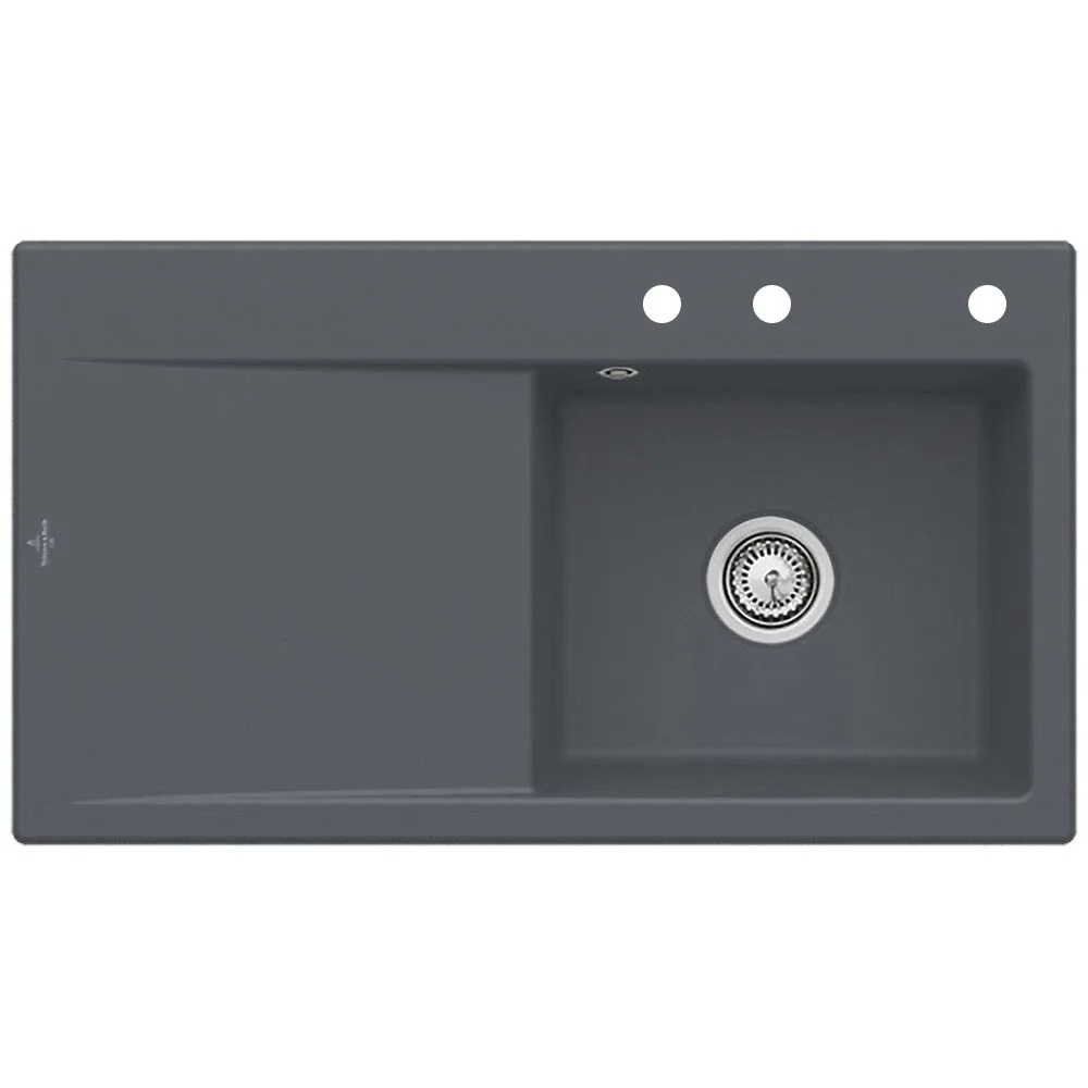 Villeroy & Boch Subway Style 50 FLAT flächenbündige Spüle, Ablaufgarnitur mit Handbetätigung, Becken rechts