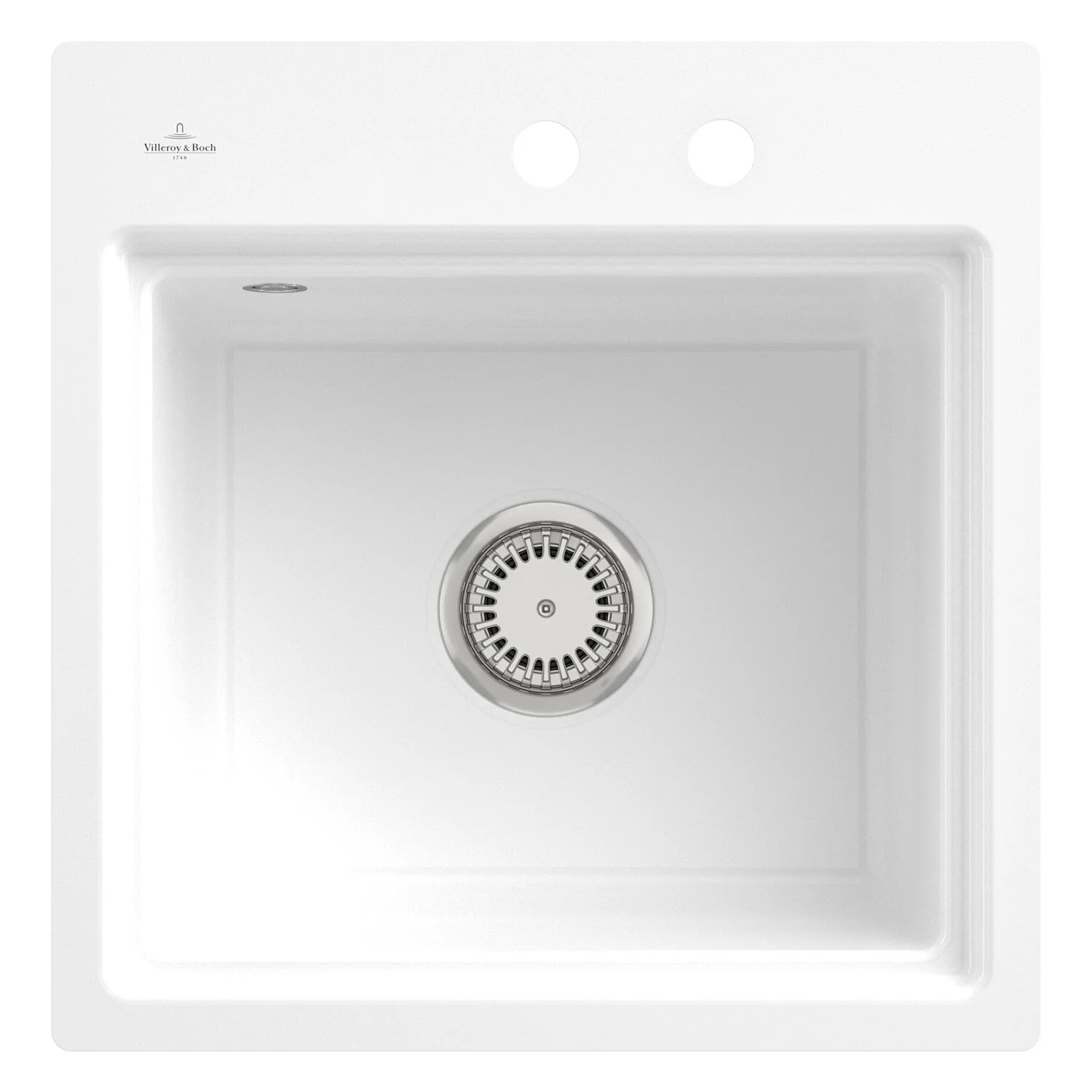 Biały zlew widok z góry z dwoma otworami, Villeroy & Boch