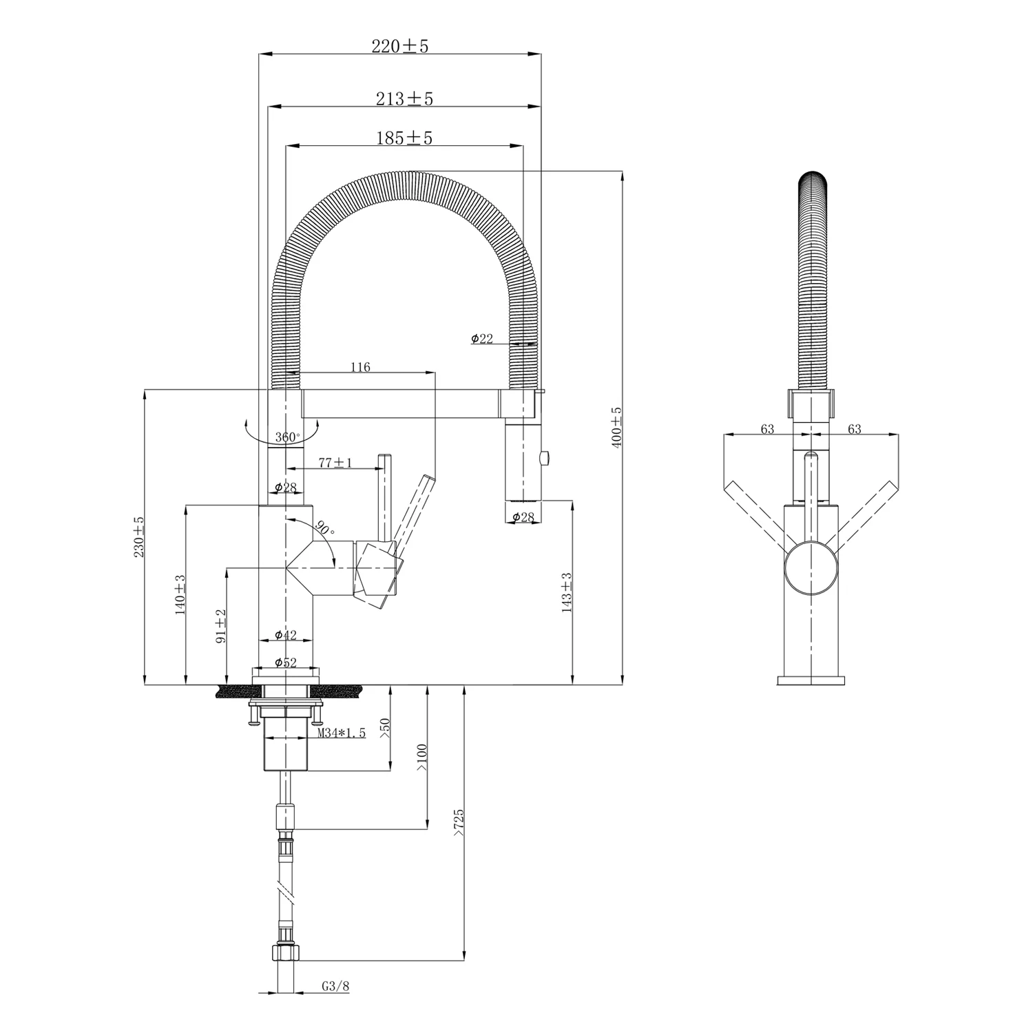 Villeroy & Boch Steel Expert Compact Einhebel Küchenarmatur Bild 3
