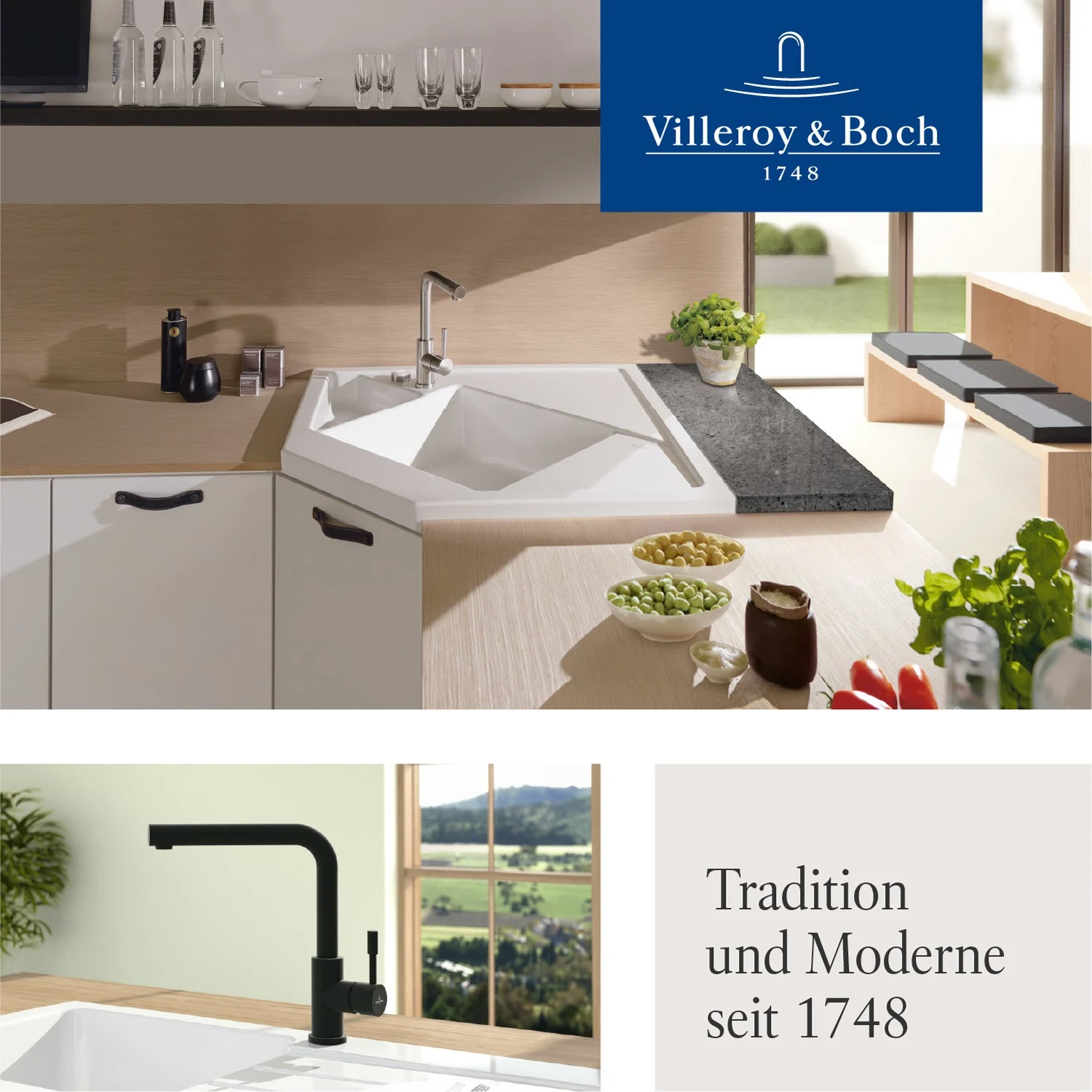 Bateria kuchenna w nowoczesnej kuchni z widokiem, Villeroy & Boch