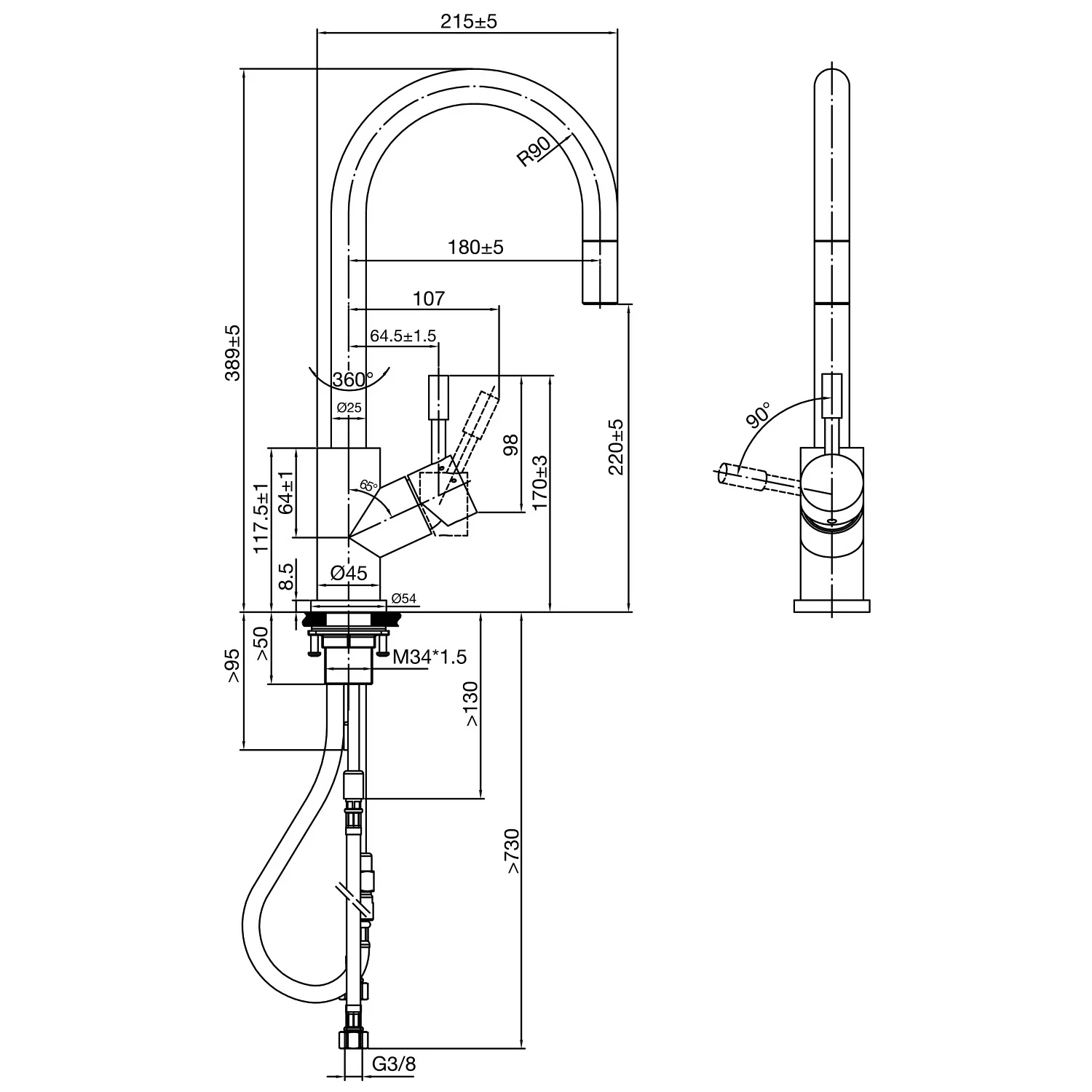 Villeroy & Boch Umbrella Flex Einhebel-Küchenarmatur mit Schlauchbrause Bild 5