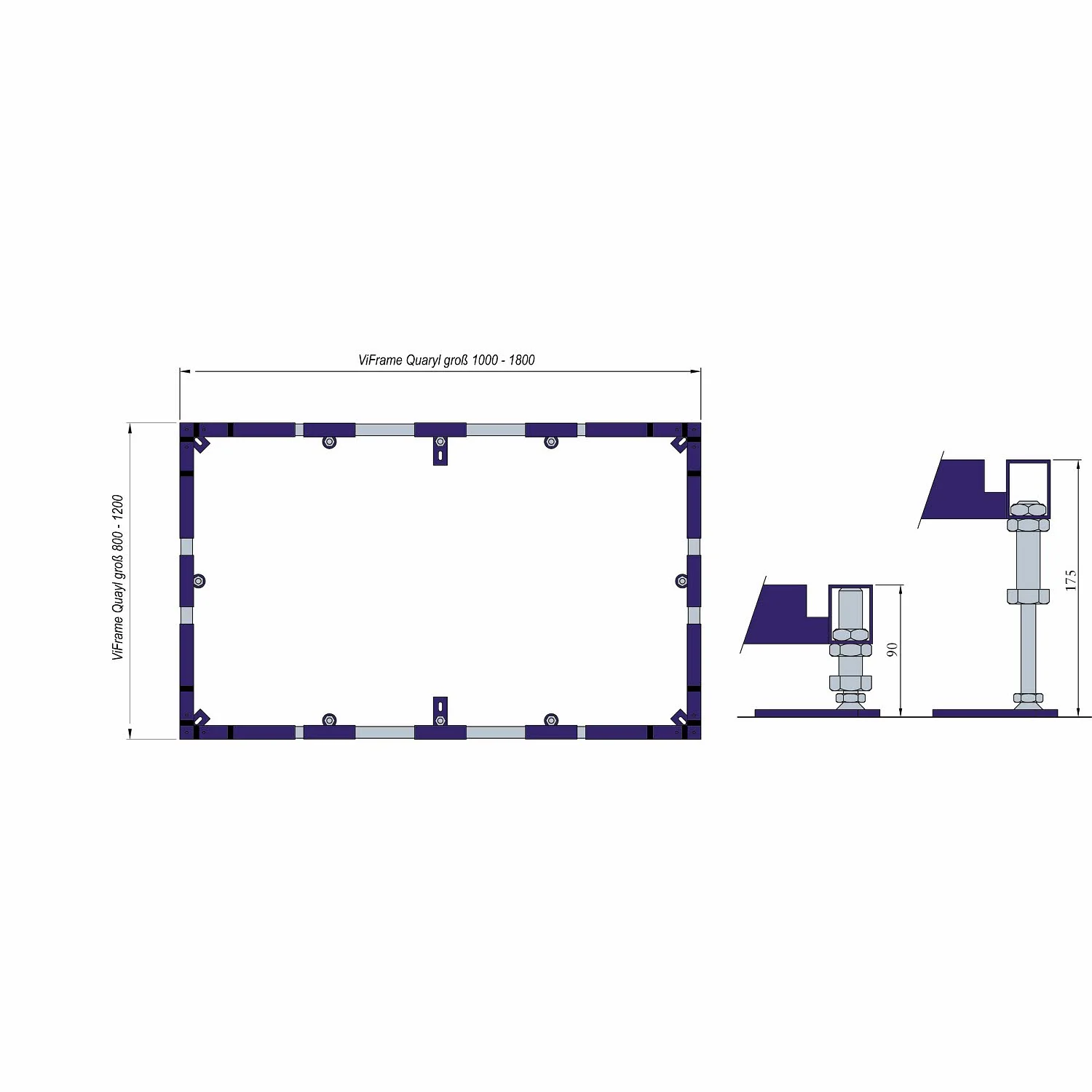 Villeroy & Boch ViFrame für größere Duschwannen aus Quaryl ab 100 x 100 cm
