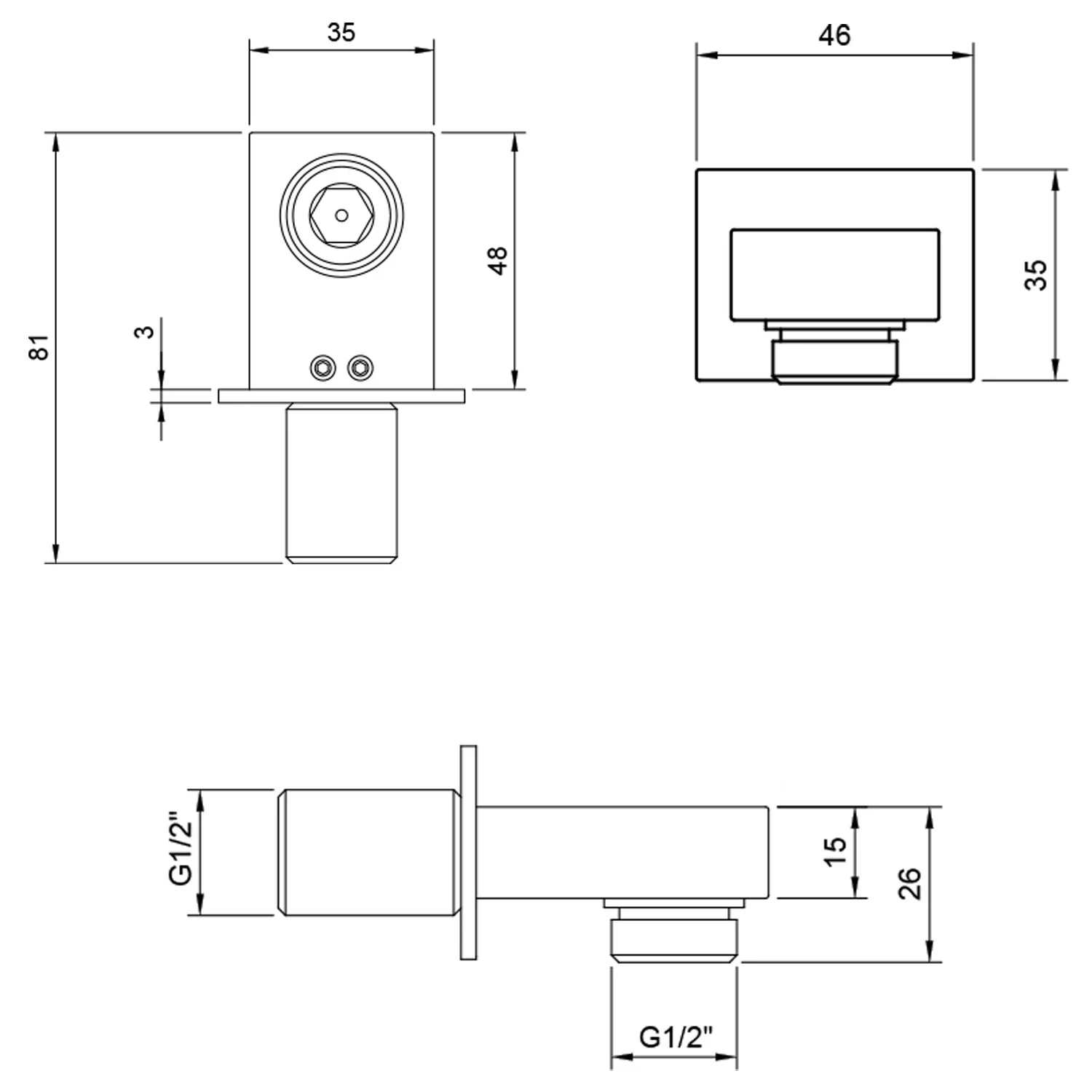 Villeroy & Boch Universal Showers Wandanschlussbogen eckig Bild 2
