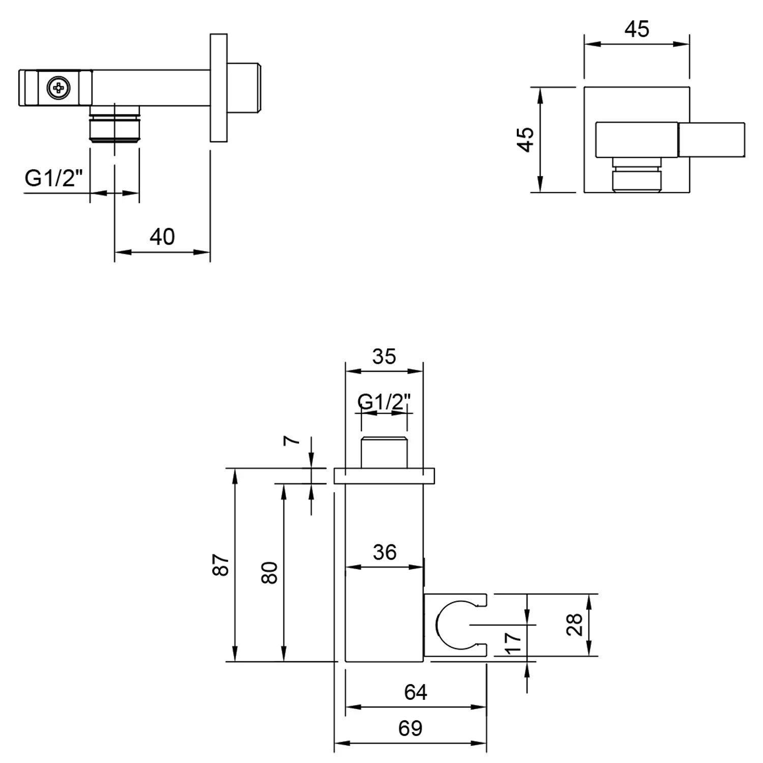 Villeroy & Boch Universal Showers Handbrausehalter eckig Bild 3