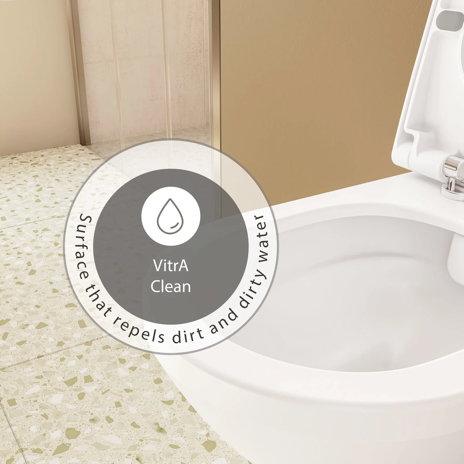 Zbliżenie toalety z powierzchnią VitrA Clean, Vitra