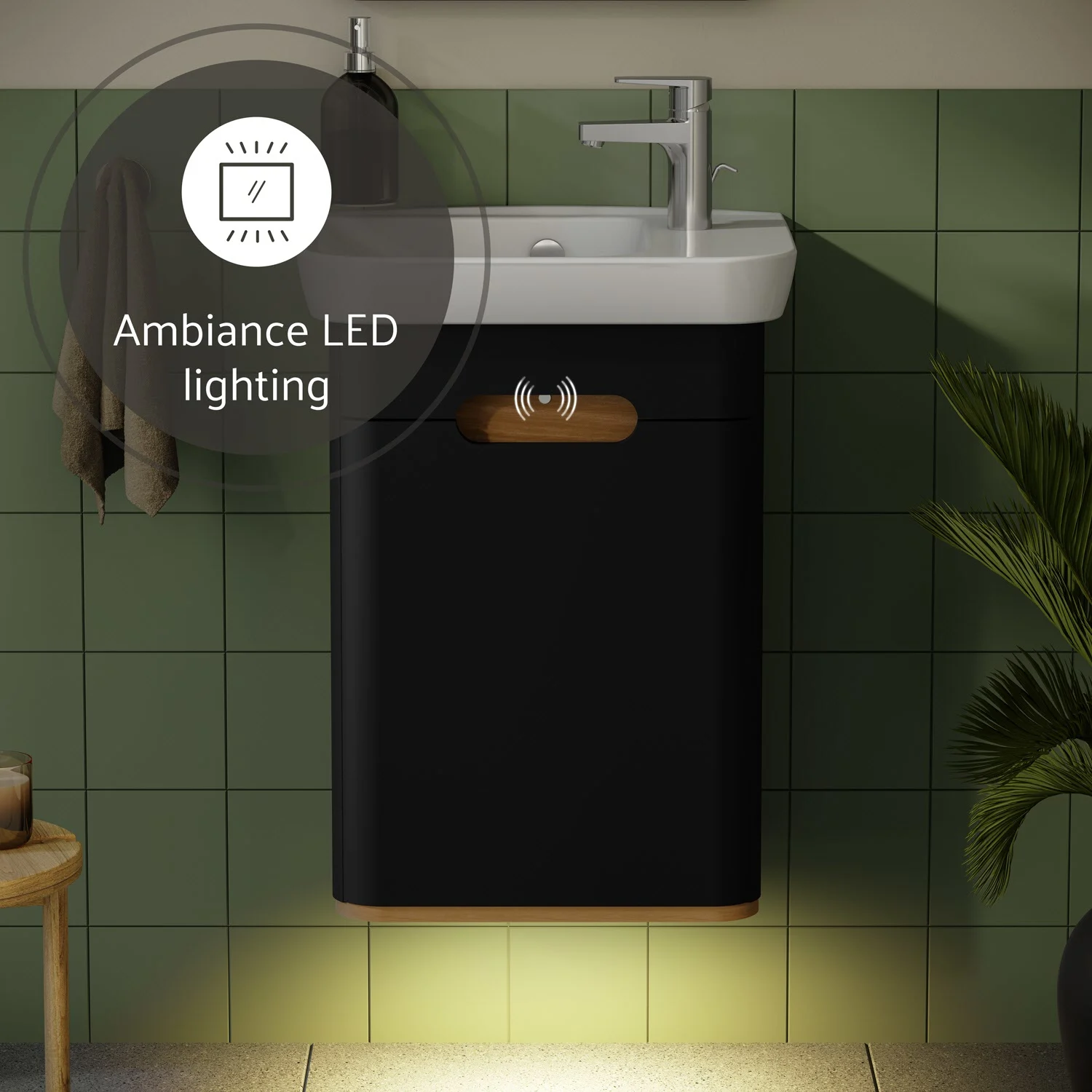 Czarna umywalka z oświetleniem LED, Vitra