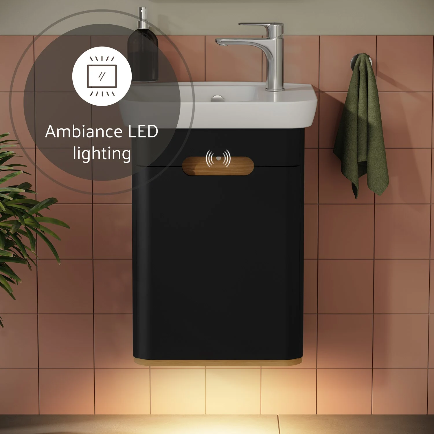 Czarna umywalka z oświetleniem LED, Vitra