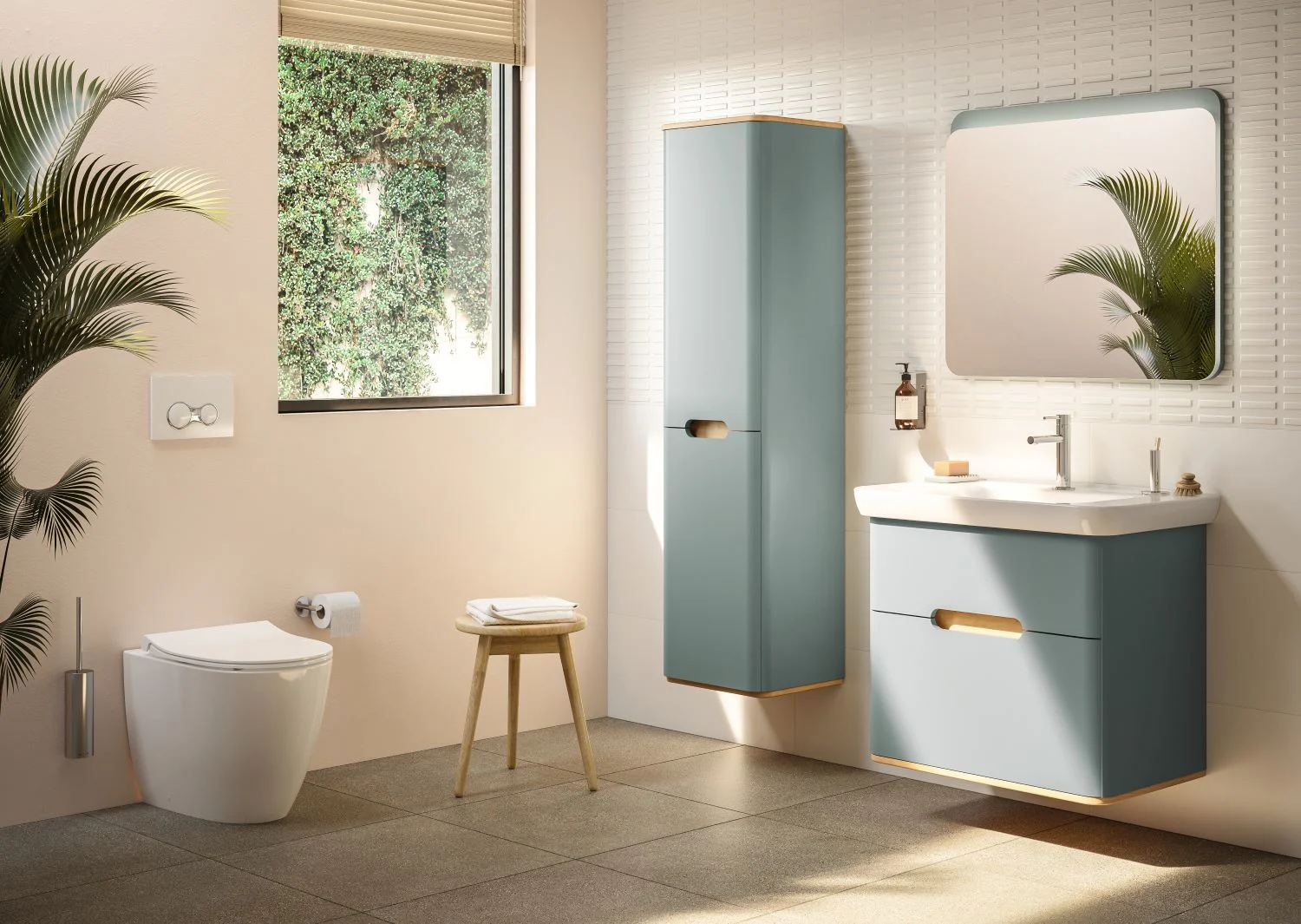 Nowoczesna łazienka z umywalką i WC, Vitra