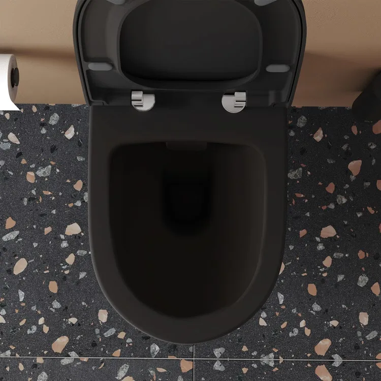 Zbliżenie czarnej toalety z góry, Vitra