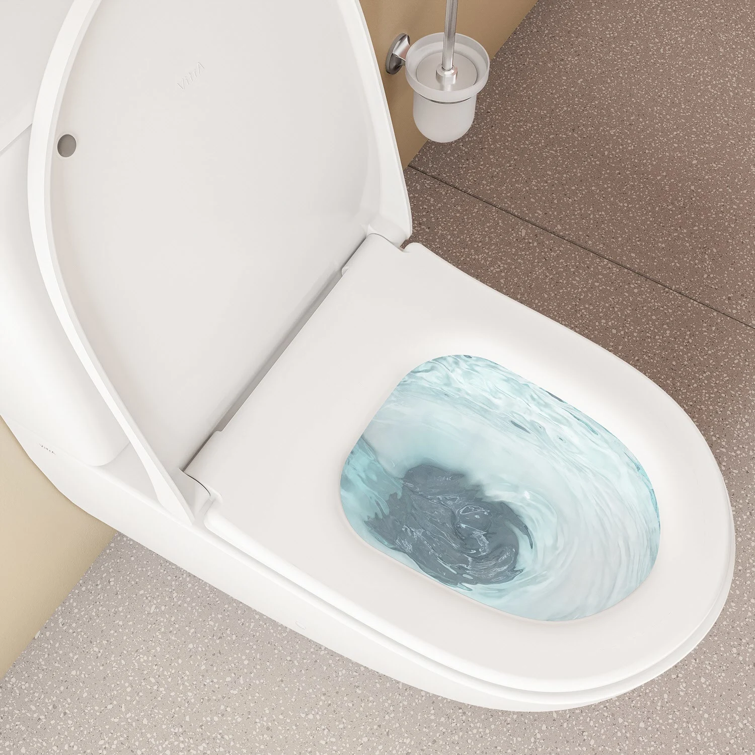 Zestaw toaletowy VitrA Sento z toaletą stojącą VitrA Flush 2.0 z systemem spłukiwania głębokiego bez obrzeża, z deską sedesową i spłuczką nasadową Zdjęcie 2