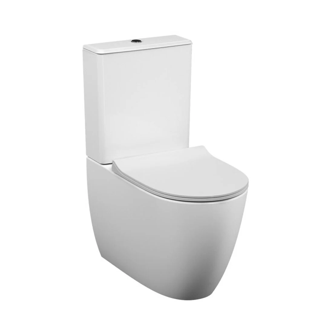 Zestaw toaletowy VitrA Sento – toaleta stojąca VitrA Flush 2.0 z systemem głębokiego spłukiwania bez obrzeża, z deską sedesową i spłuczką nasadową