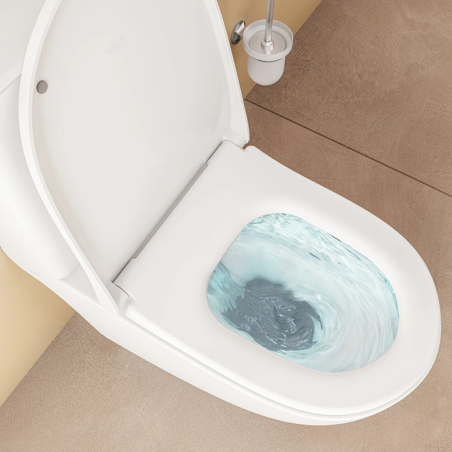 Zestaw toaletowy VitrA Sento – toaleta stojąca VitrA Flush 2.0 z systemem głębokiego spłukiwania bez obrzeża, z deską sedesową i spłuczką nasadową Zdjęcie 2