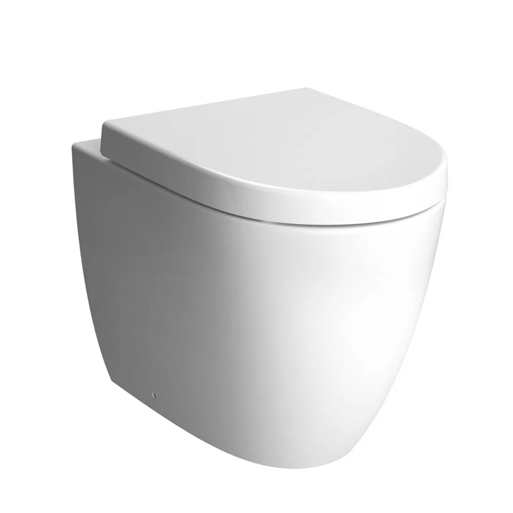 Zestaw toaletowy VitrA Sento – toaleta stojąca VitrA Flush 2.0 z głębokim spłukiwaniem, bez obrzeża spłukującego, z deską sedesową z mechanizmem powolnego opadania