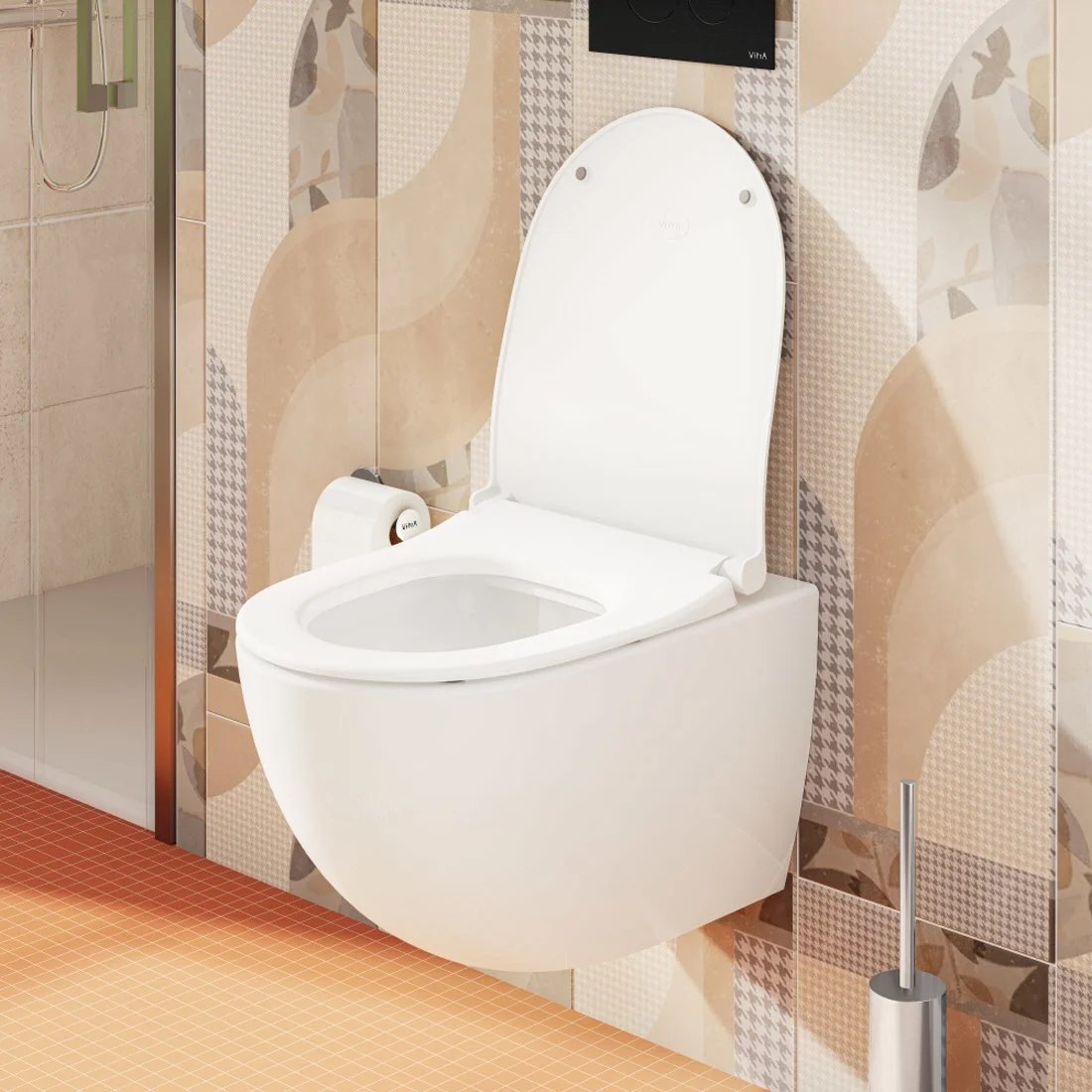 Zestaw toaletowy VitrA Sento do montażu na ścianie – VitrA Flush 2.0 z systemem głębokiego spłukiwania bez obrzeża spłukującego, z deską sedesową Slim Zdjęcie 5