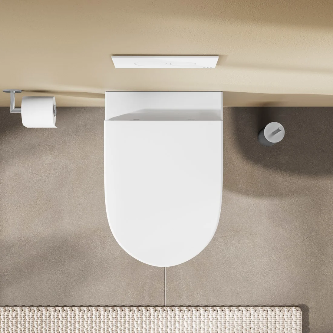 Zestaw toaletowy VitrA Sento do montażu na ścianie – VitrA Flush 2.0 z głębokim spłukiwaniem, bez obrzeża spłukującego, z deską sedesową bez mechanizmu powolnego opadania Zdjęcie 6