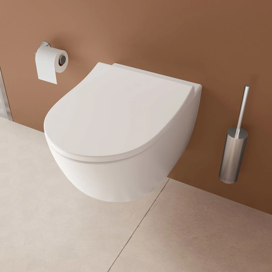 Zestaw toaletowy VitrA Sento do montażu na ścianie z toaletą VitrA Flush 2.0 z głębokim spłukiwaniem bez obrzeża spłukującego oraz deską sedesową Slim Wrap Zdjęcie 5