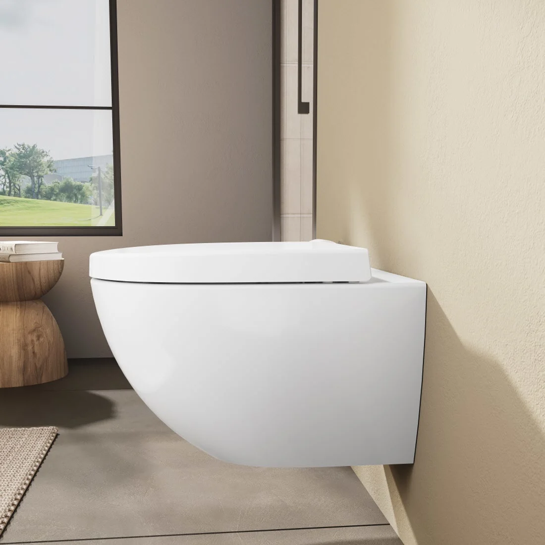 Zestaw toaletowy VitrA Sento do montażu na ścianie – VitrA Flush 2.0 z głębokim spłukiwaniem, bez obrzeża spłukującego, z deską sedesową bez mechanizmu powolnego opadania Zdjęcie 7