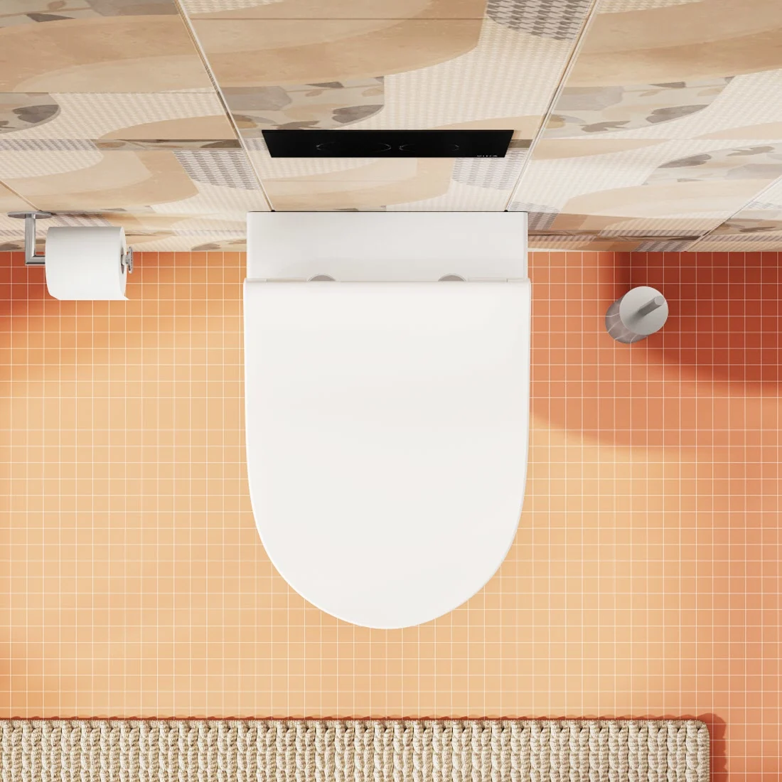 Zestaw toaletowy VitrA Sento do montażu na ścianie z toaletą VitrA Flush 2.0 z systemem głębokiego spłukiwania bez obrzeża oraz deską sedesową Slim Zdjęcie 7