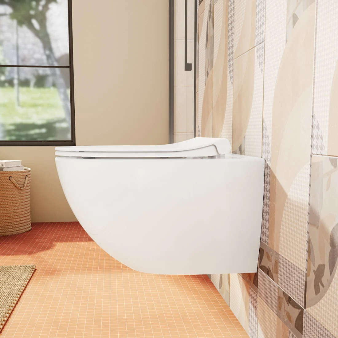 Zestaw toaletowy VitrA Sento do montażu na ścianie z toaletą VitrA Flush 2.0 z systemem głębokiego spłukiwania bez obrzeża oraz deską sedesową Slim Zdjęcie 8