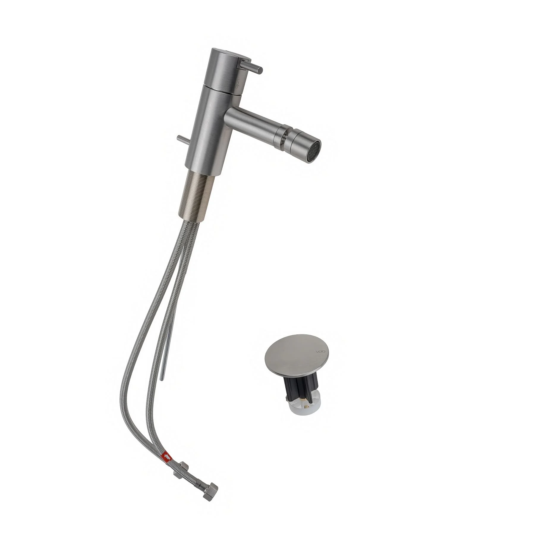 Vola Bidet-Eingriffmischer mit festem Auslauf und Excenter Ablaufgarnitur, Ausladung 11,4 cm Bild 2