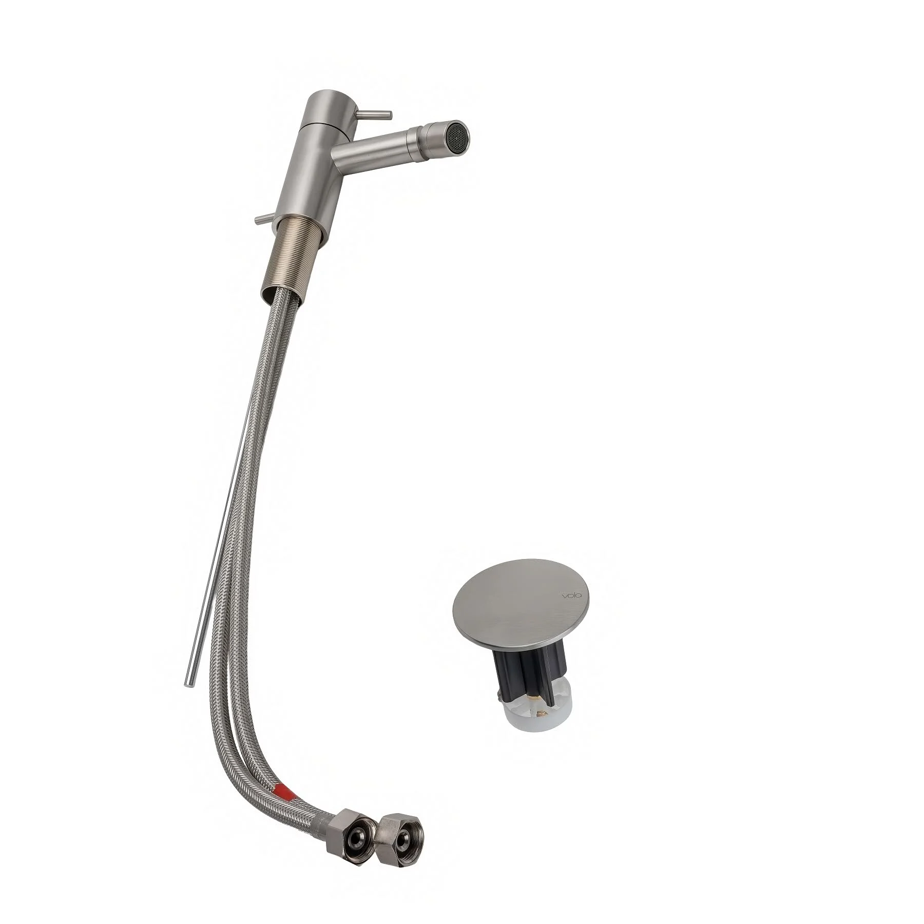 Vola Bidet-Eingriffmischer mit festem Auslauf und Excenter Ablaufgarnitur, Ausladung 11,4 cm Bild 3