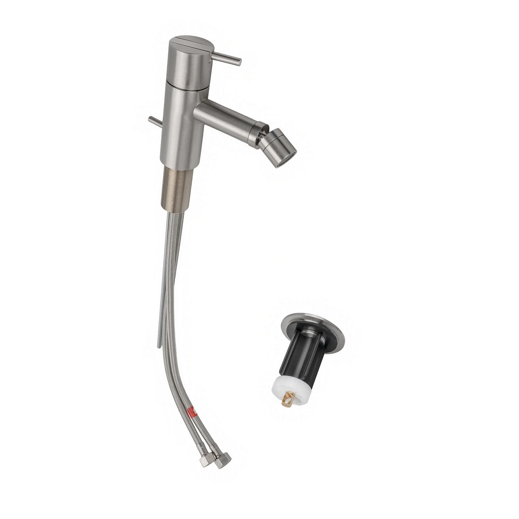 Vola Bidet-Eingriffmischer mit festem Auslauf und Excenter Ablaufgarnitur, Ausladung 11,4 cm Bild 4