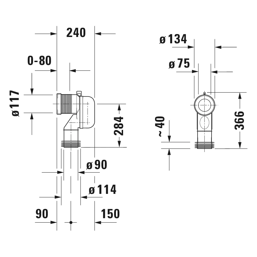 Duravit WC-Ablaufanschluss-Set P für Abgang senkrecht Bild 2