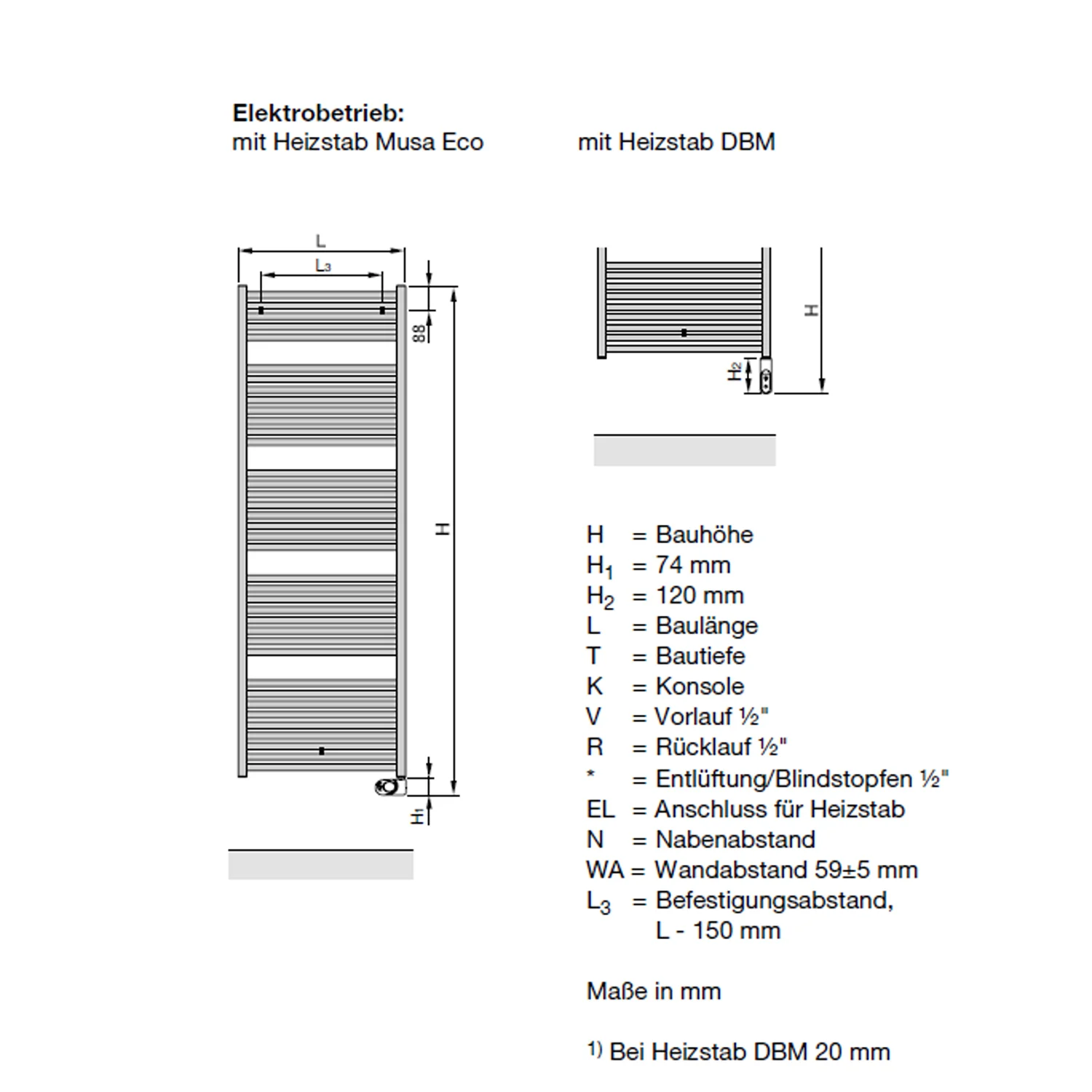 Zehnder Zeno ZNE-150-060/MD Badheizkörper 60 x 158,2 cm mit Heizstab Musa Eco Bild 4
