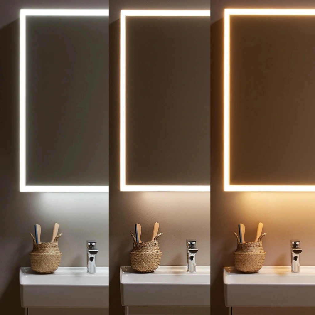 Badezimmerspiegel bietet sich ein Leuchtmittel mit einer Farbtemperatur von mindestens 3.000 Kelvin