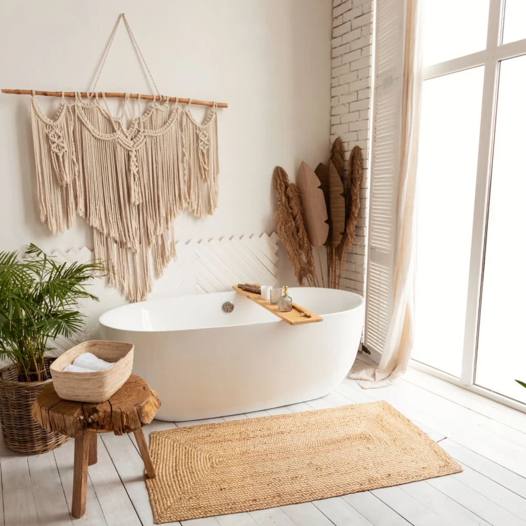 Badezimmer mit Dekoelementen aus Holz