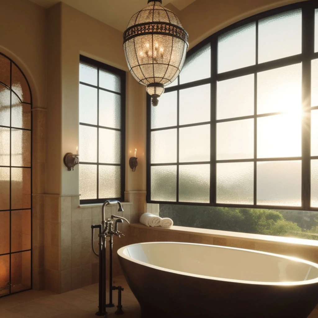 Mediterranes Badezimmer mit warmen Farbtönen