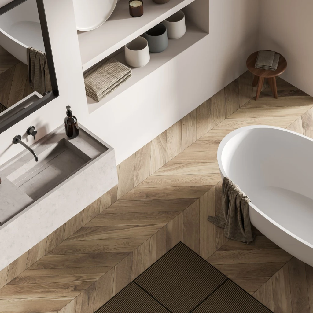 Nischen neben dem Waschbecken