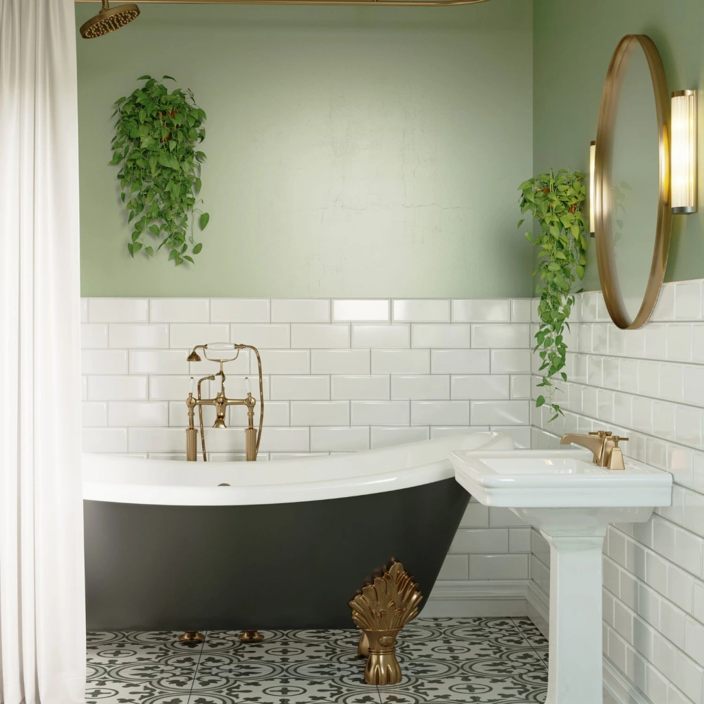 Grünes Retro Badezimmer