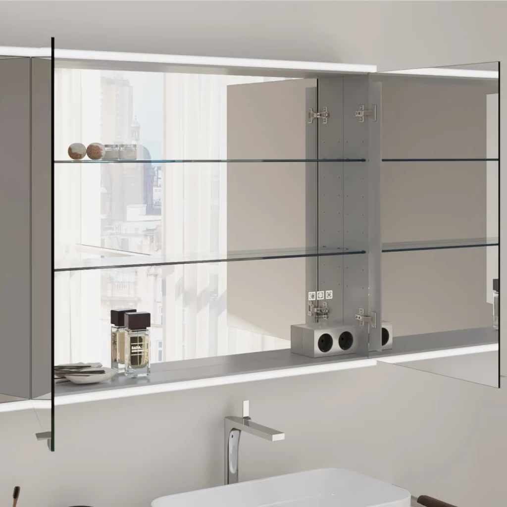 Aluminium Spiegelschrank mit dimmbarer LED-Beleuchtung von Kronenbach