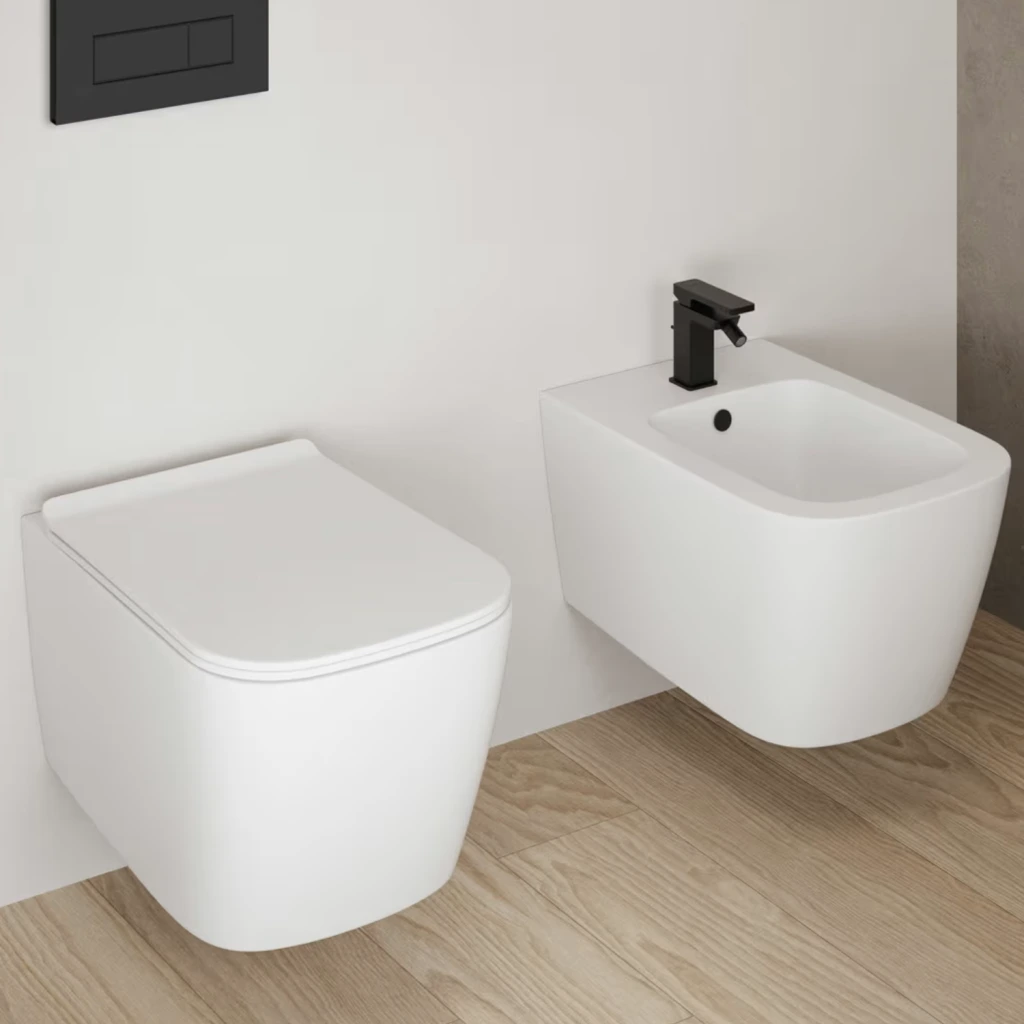 ALLUVION Mars Wand-WC Tiefspüler ohne Spülrand in bianco matt