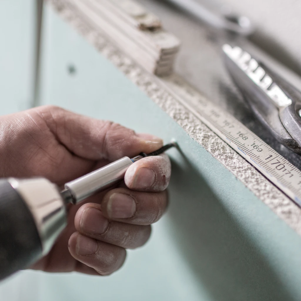 Trockebauplatte in Nahaufnahme