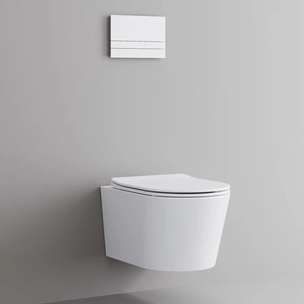Weißer Kronenbach Tube Wand-WC spülrandlos mit Rotationsspülung und WC-Sitz