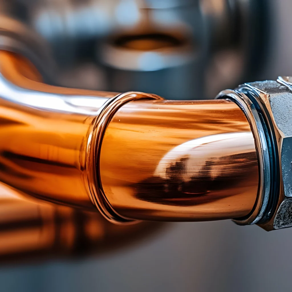 Nahaufnahme eines Kupferrohres