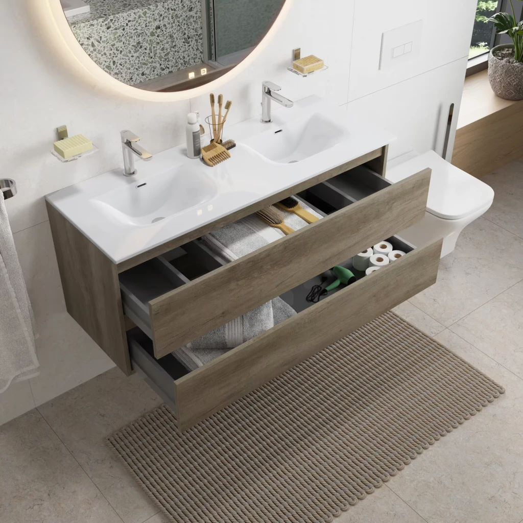 pianura Stella Doppelwaschtisch mit Unterschrank in basalt wood