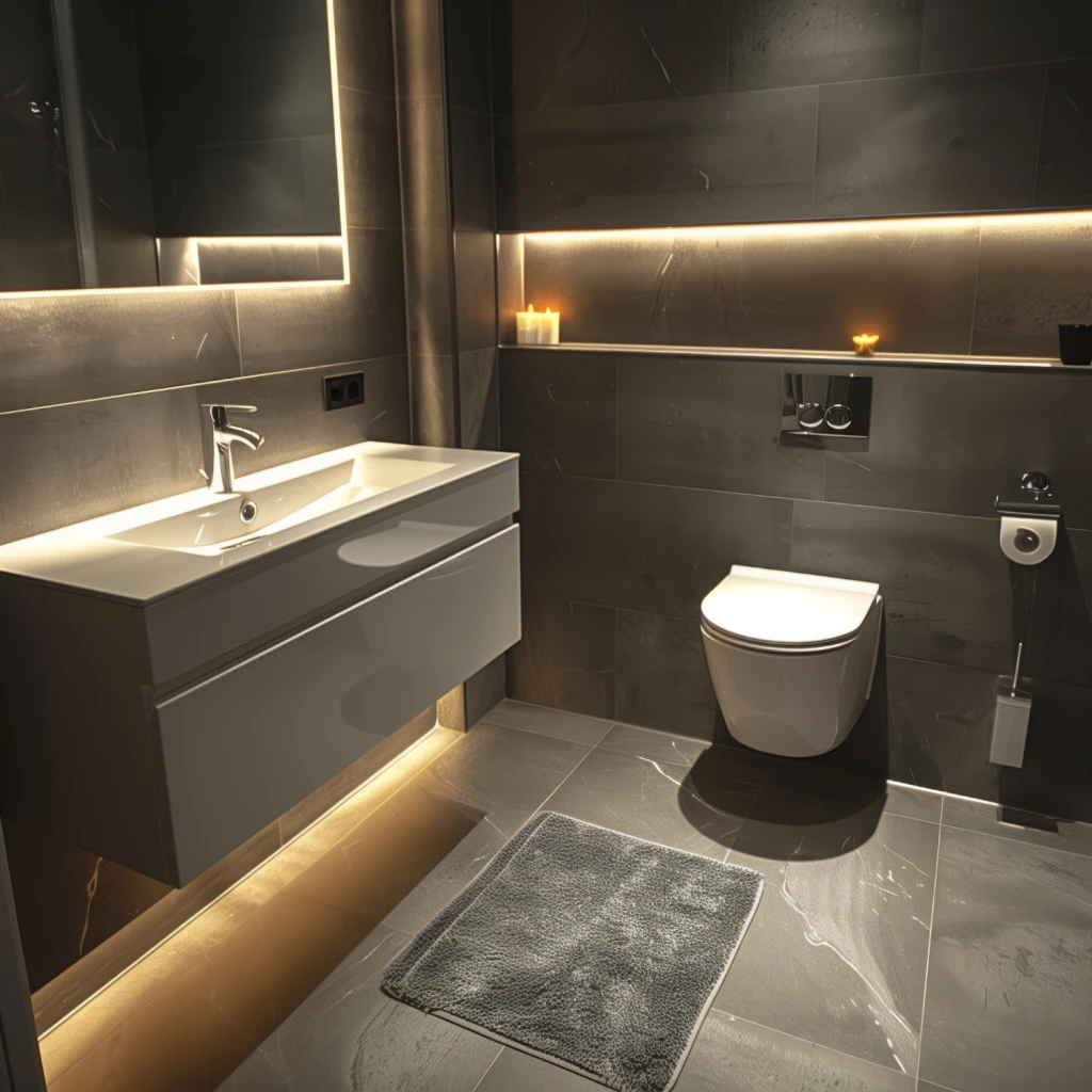 Urbanes Badezimmer im dunklen Stil