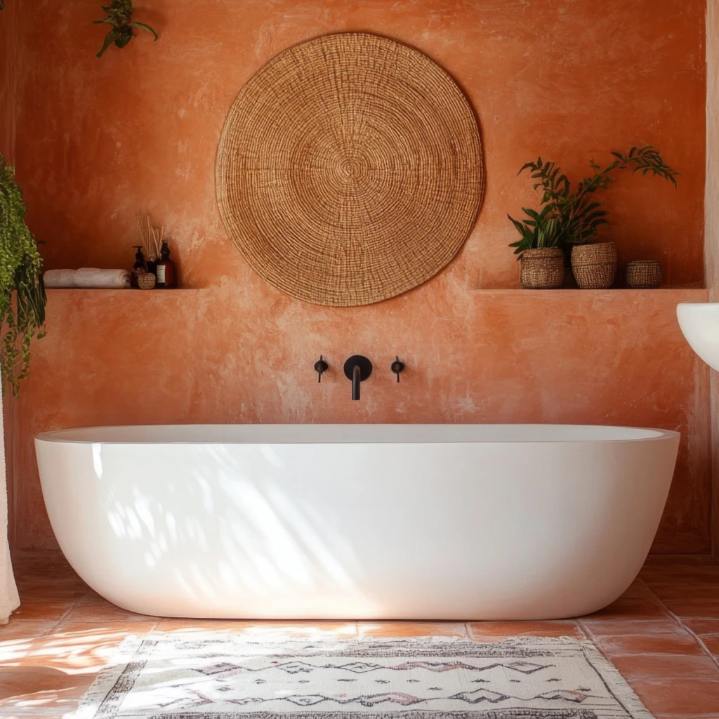 Terracotta Badezimmer im Boho Stil