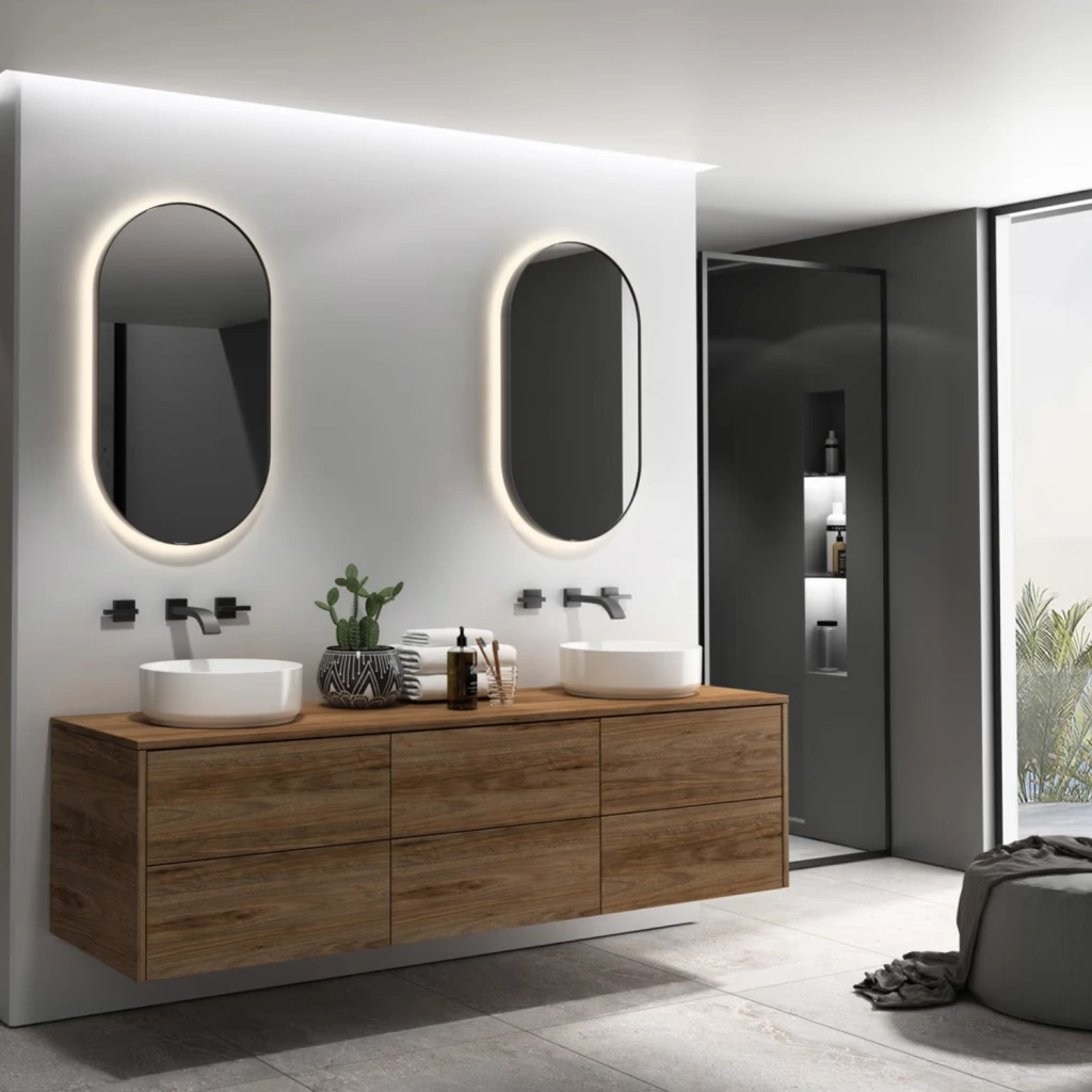 Megabad Profi Collection Waschtischkonsole Art in einem gemütlichen, modernen Bad