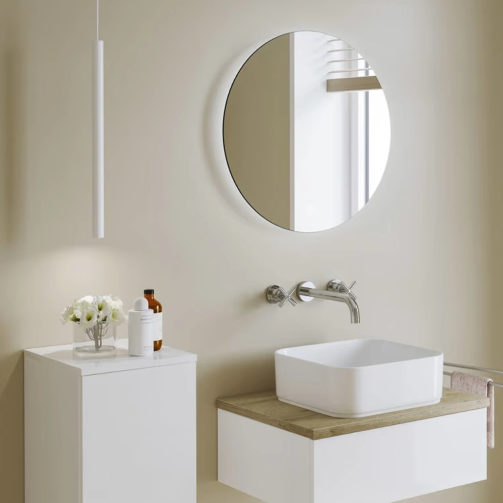 Kronenbach Cube Waschtischkonsole in einer stilvollen Umgebung mit dekorativen Elementen.