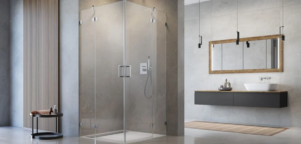 Designte dusche als zentrales Highlight