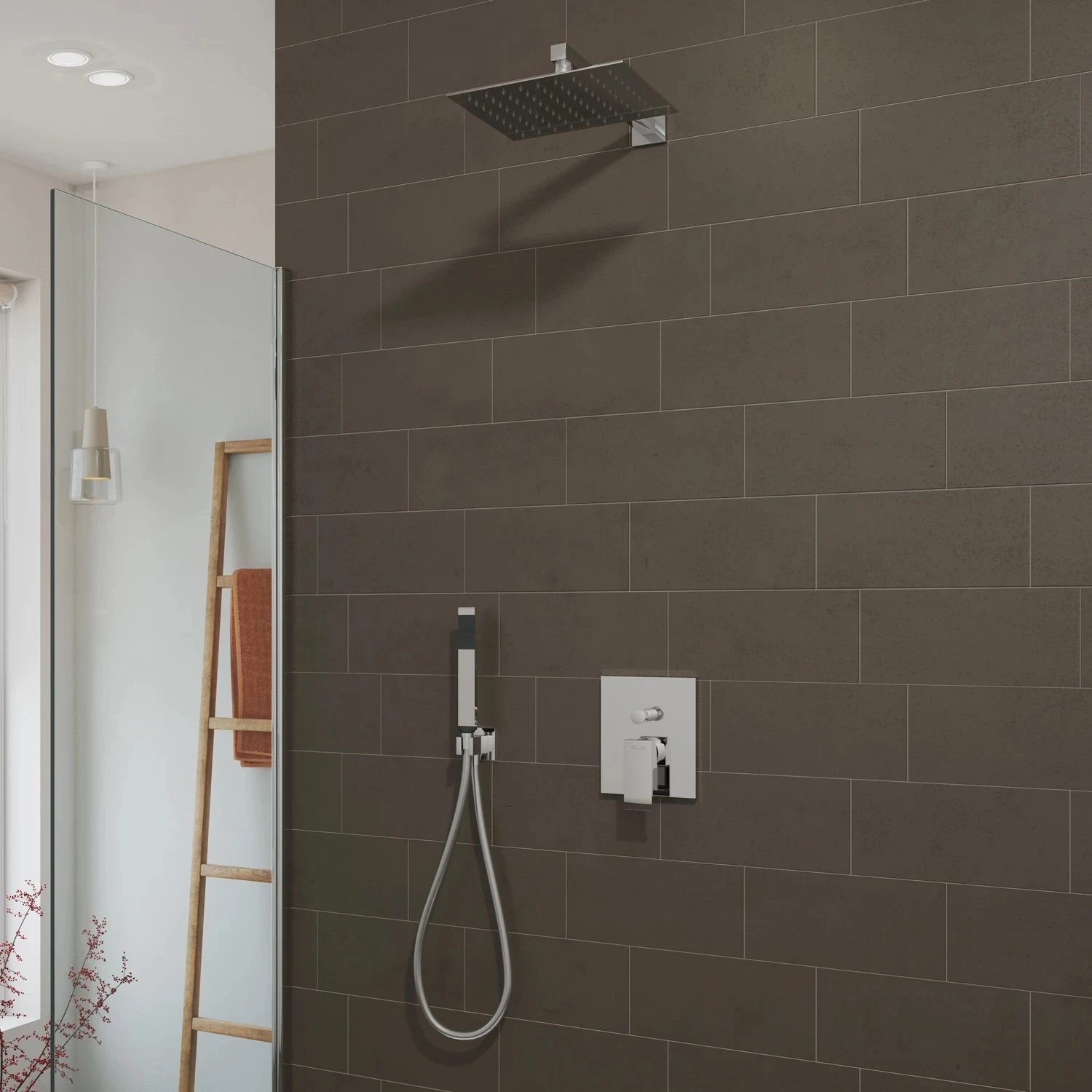 Brausekomplettset mit eckiger Kopfbrause