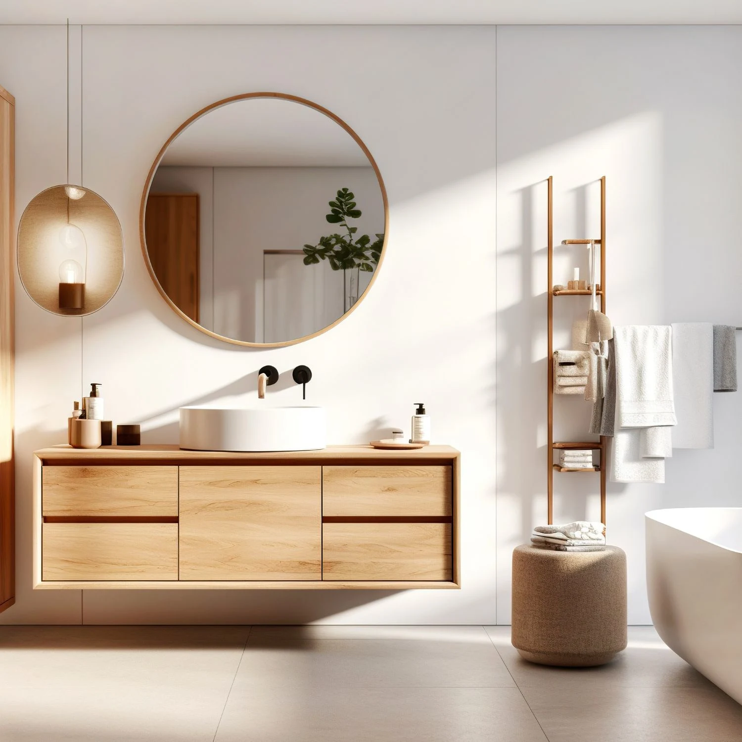 Gemütliches Badezimmer im skandinavischen Stil