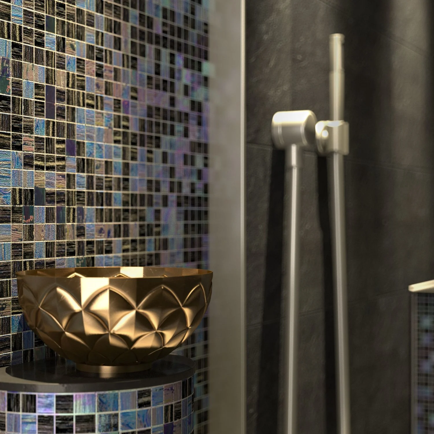 Badezimmer mit orientalisch inspirierten Ornamentfliesen